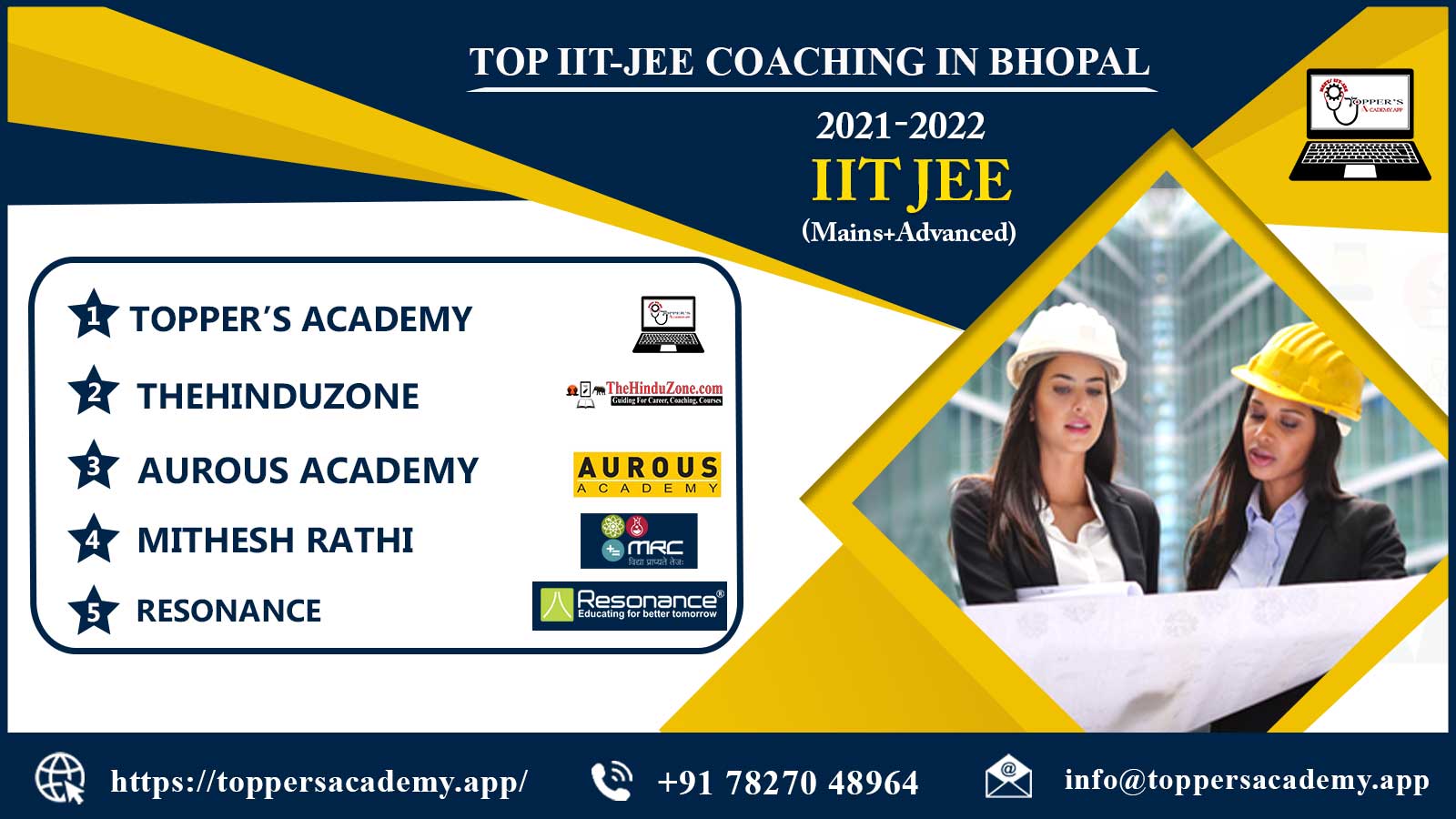 List of the best IIT JEE Coaching In Bhopal